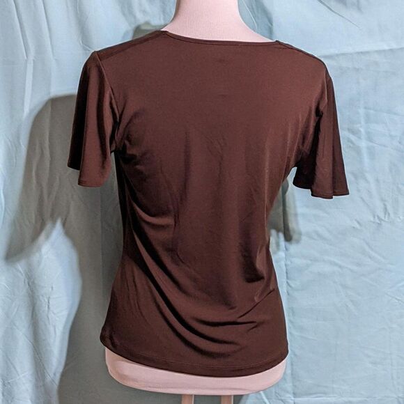 🆕NWT BROWN ANNE KLEIN SPORT SHORT SLEEVE TOP - SMALL - Picture 3 of 7